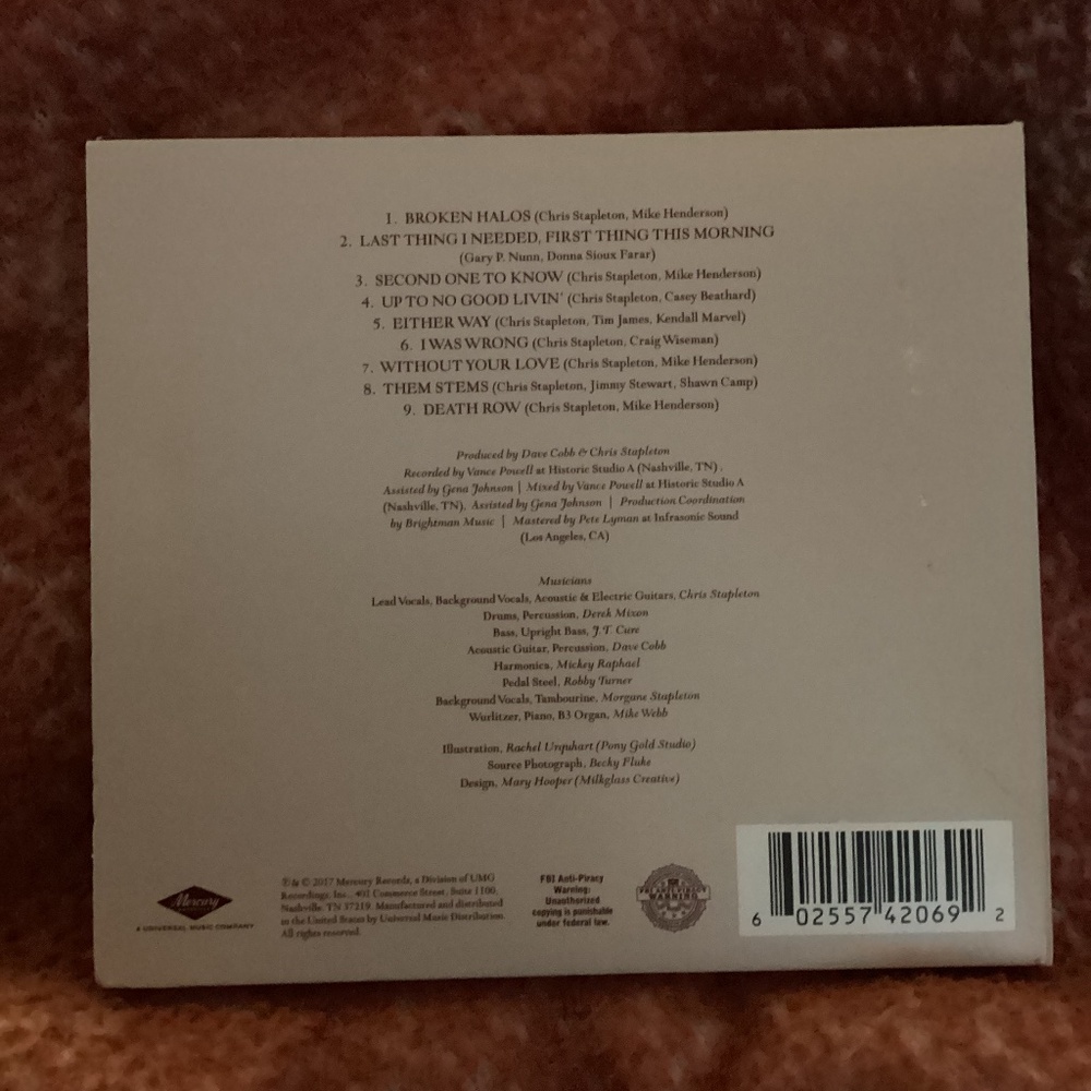 Chris Stapleton From a Room Volume 1 Audio CD cardboard gatefold digipack - Picture 2 of 4